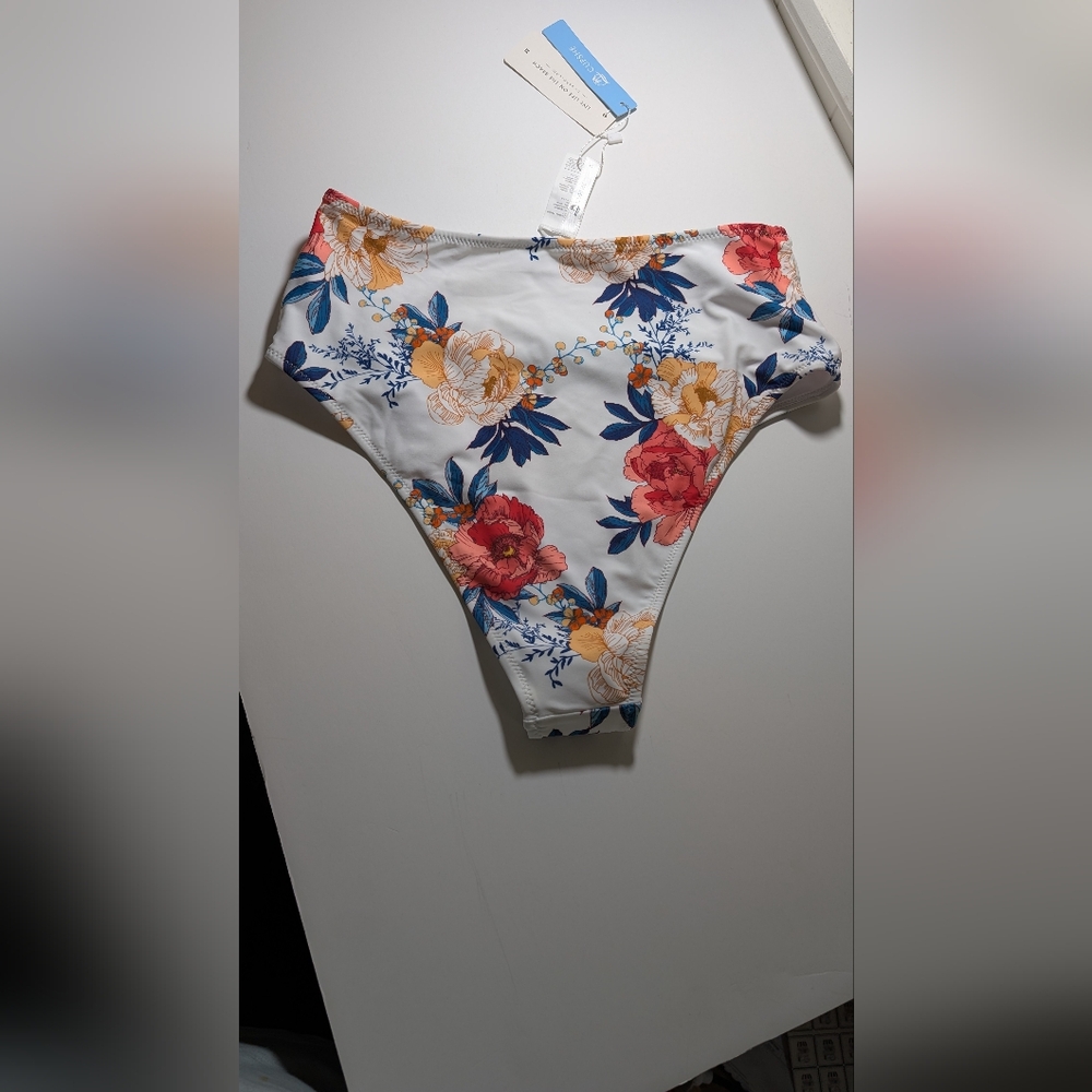 Cupshe White Floral  Bikini Bottom, M, NWT